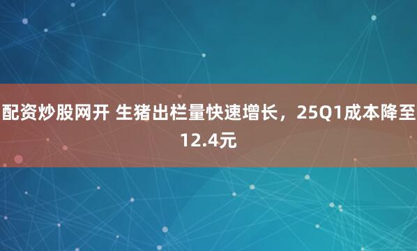 配资炒股网开 生猪出栏量快速增长，25Q1成本降至12.4元